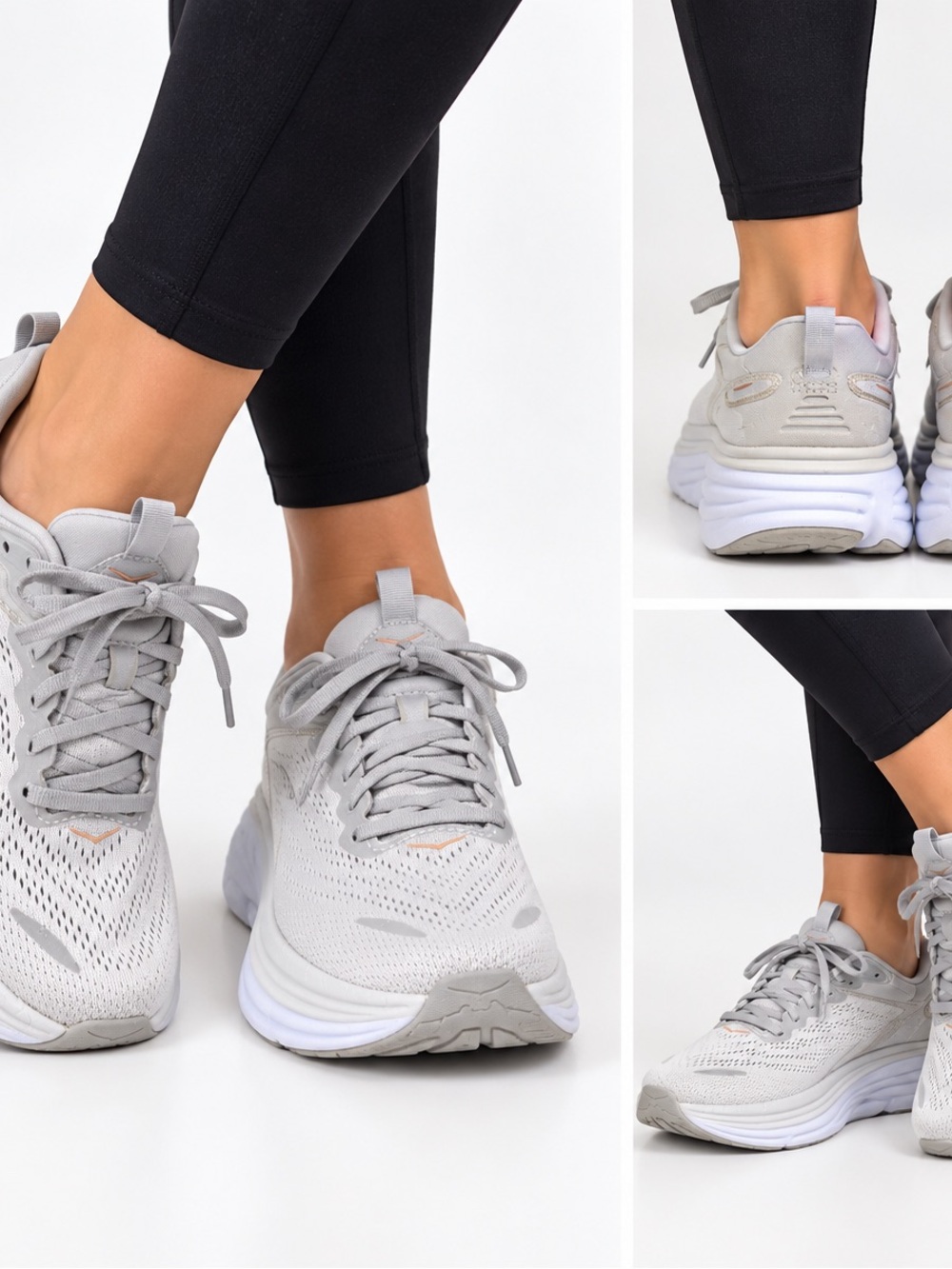 Hoka One One Bondi 8 Light Gray Women's Athletic Sneakers - Running Shoes